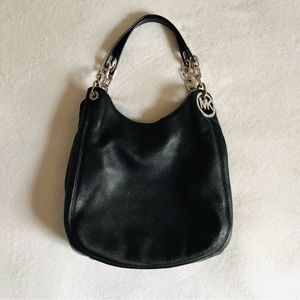 Micheal Kors— Black Bag/Purse with Silver Chains